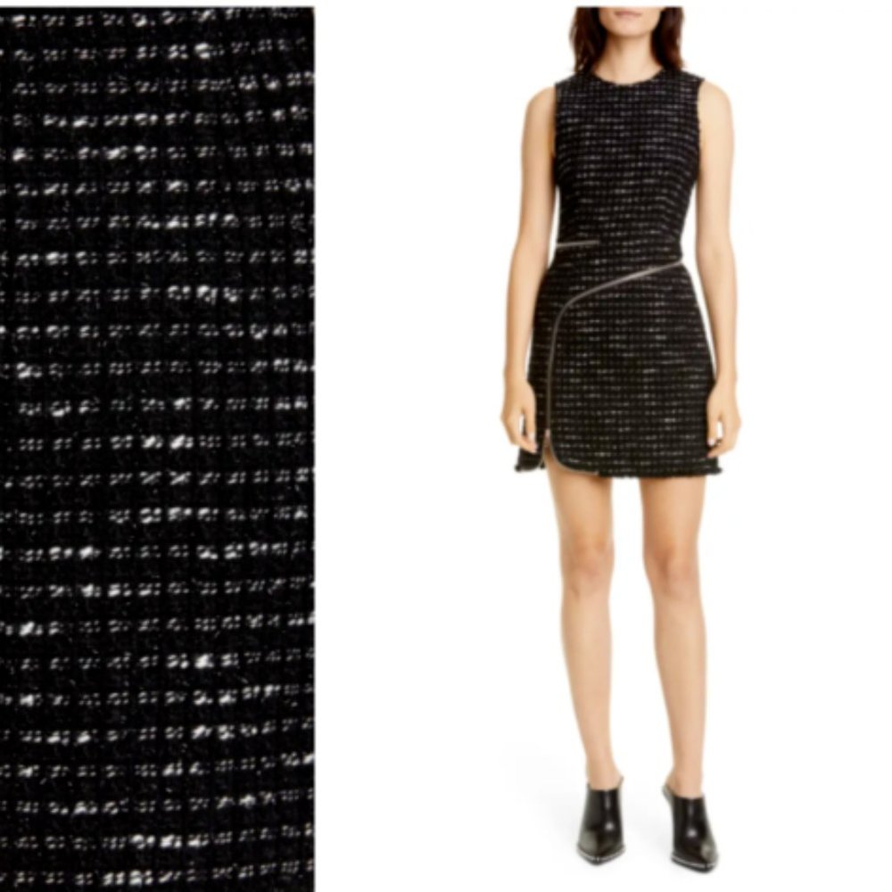 Alexander Wang Curved Zipper Detail Tweed Dress
